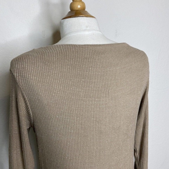 LNA Clyde Slub Sweater with Collar Cut Out in Heather Taupe M NWT - Picture 8 of 9